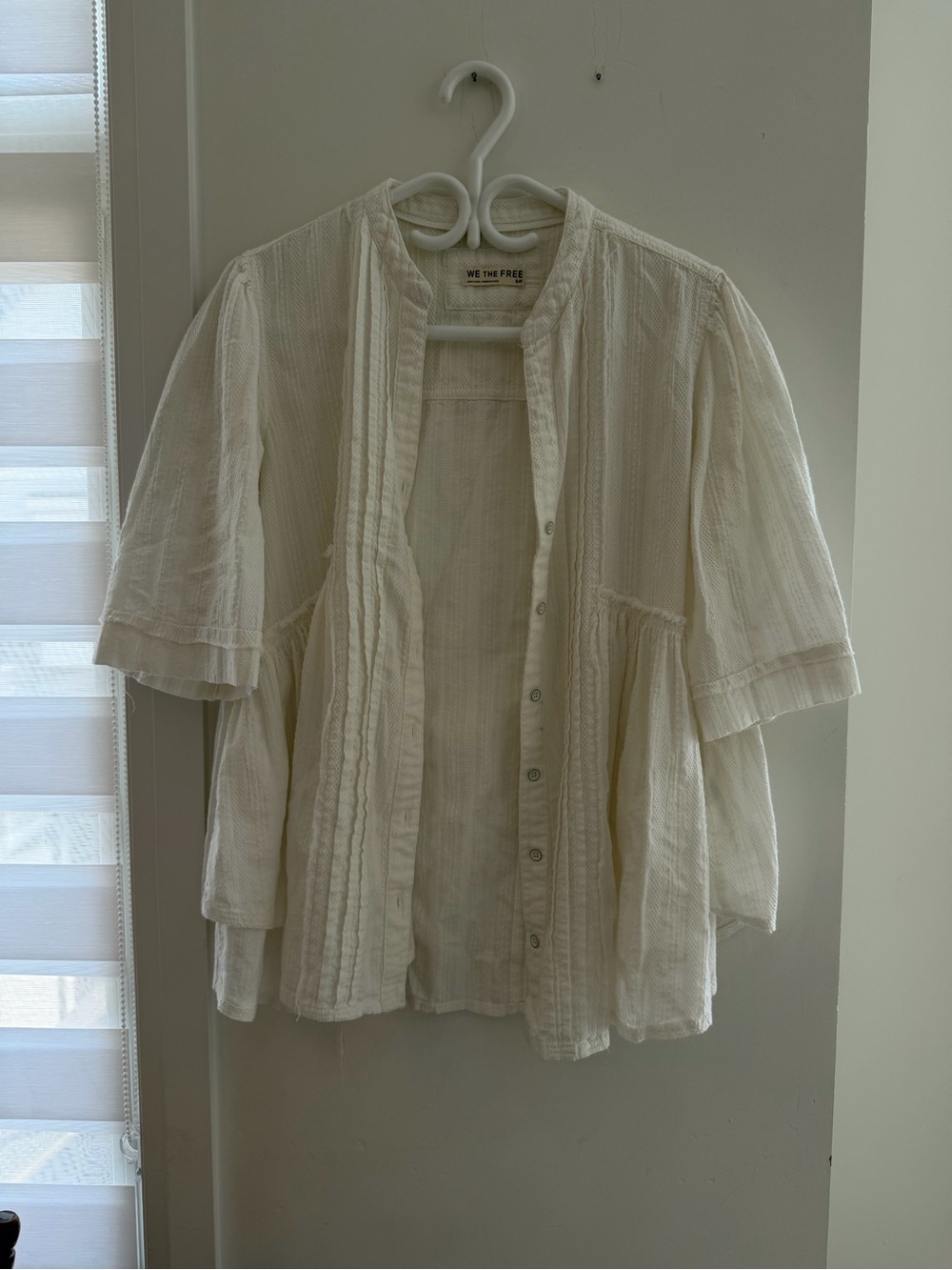 We The Free Cream Lace-Detail Peasant Top